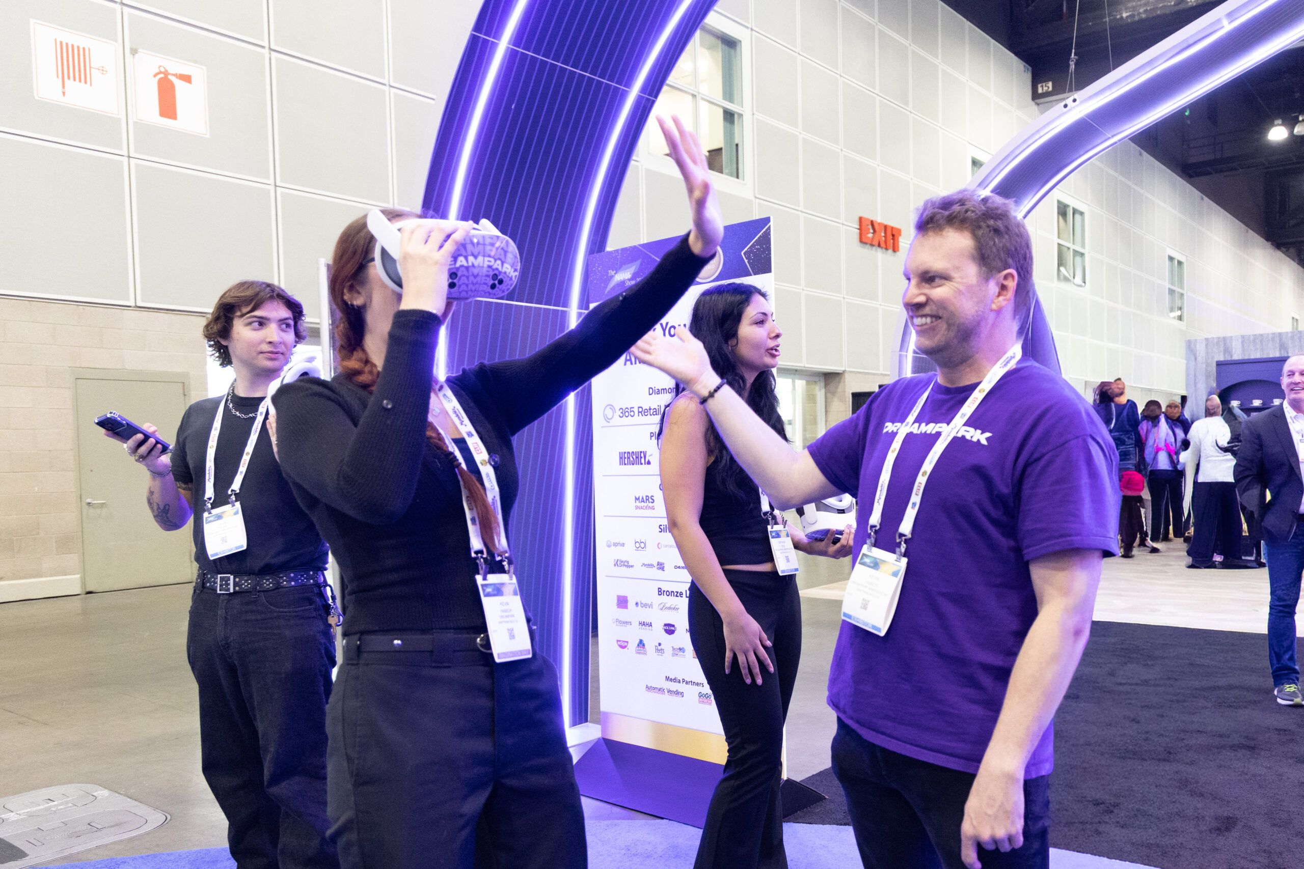 woman uses virtual reality device