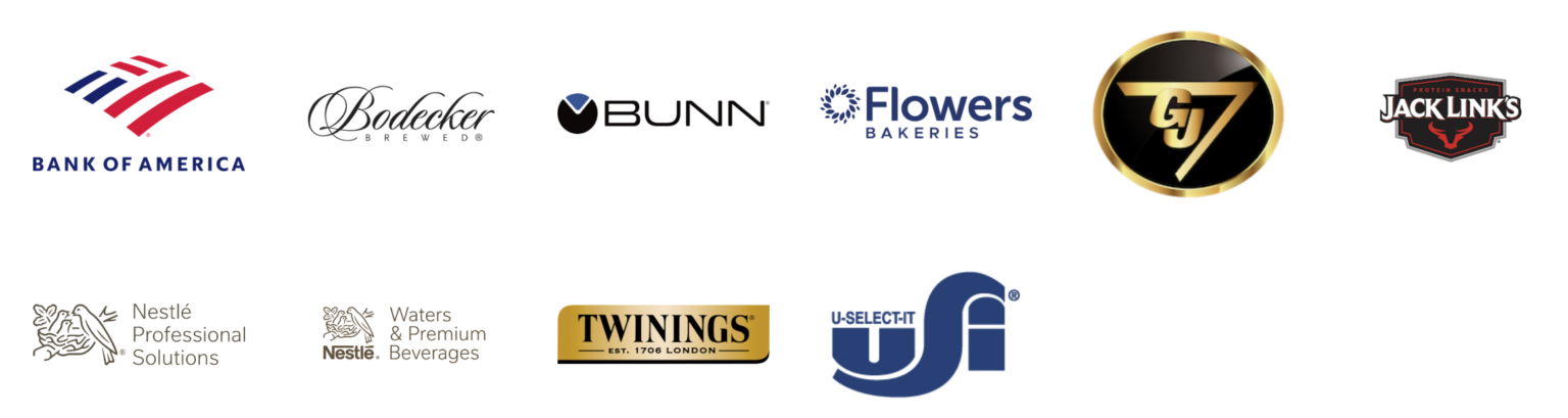 logos of Bronze level sponsors include Bank of America, Bodecker, BUNN, Flowers Bakeries, G and J, Jack Links, Nestle Professional Solutions, Nestle Waters and Premium Beverages, Twinings and U-Select-It