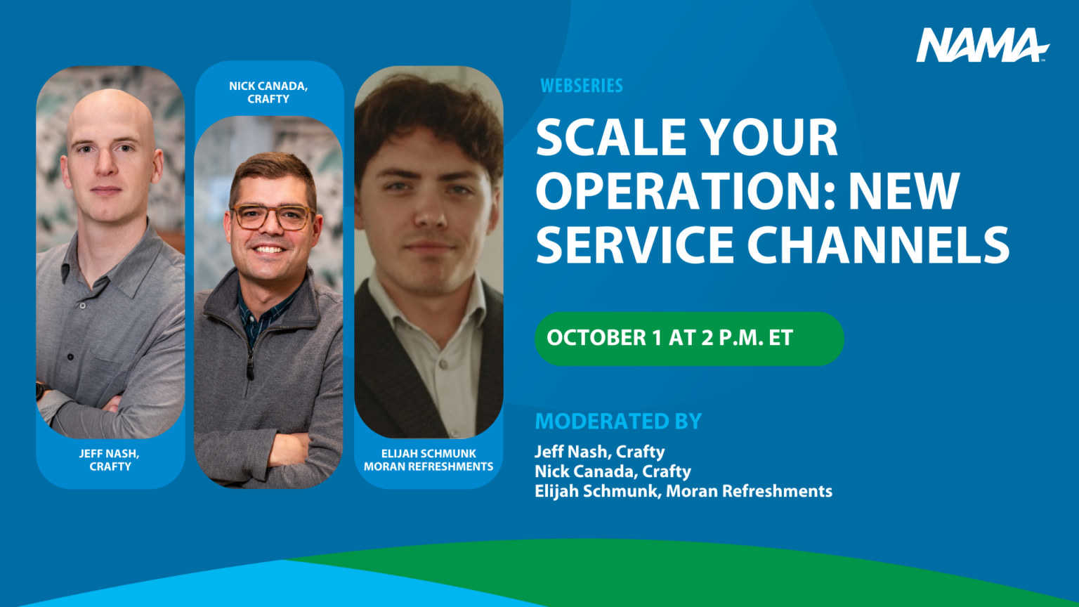 Webcast graphic on scaling for micromarket and vending operators. Title reads "Scale your operation: new service channels."